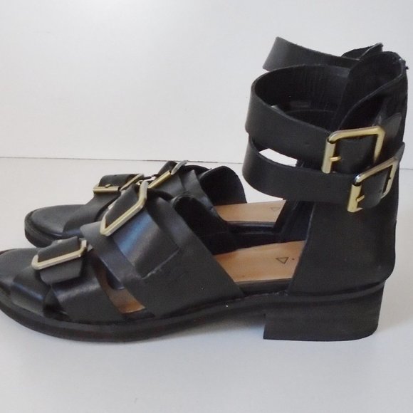 Kelsi Dagger Brooklyn gladiator sandals genuine leather black size 7.5 USA - Picture 2 of 6